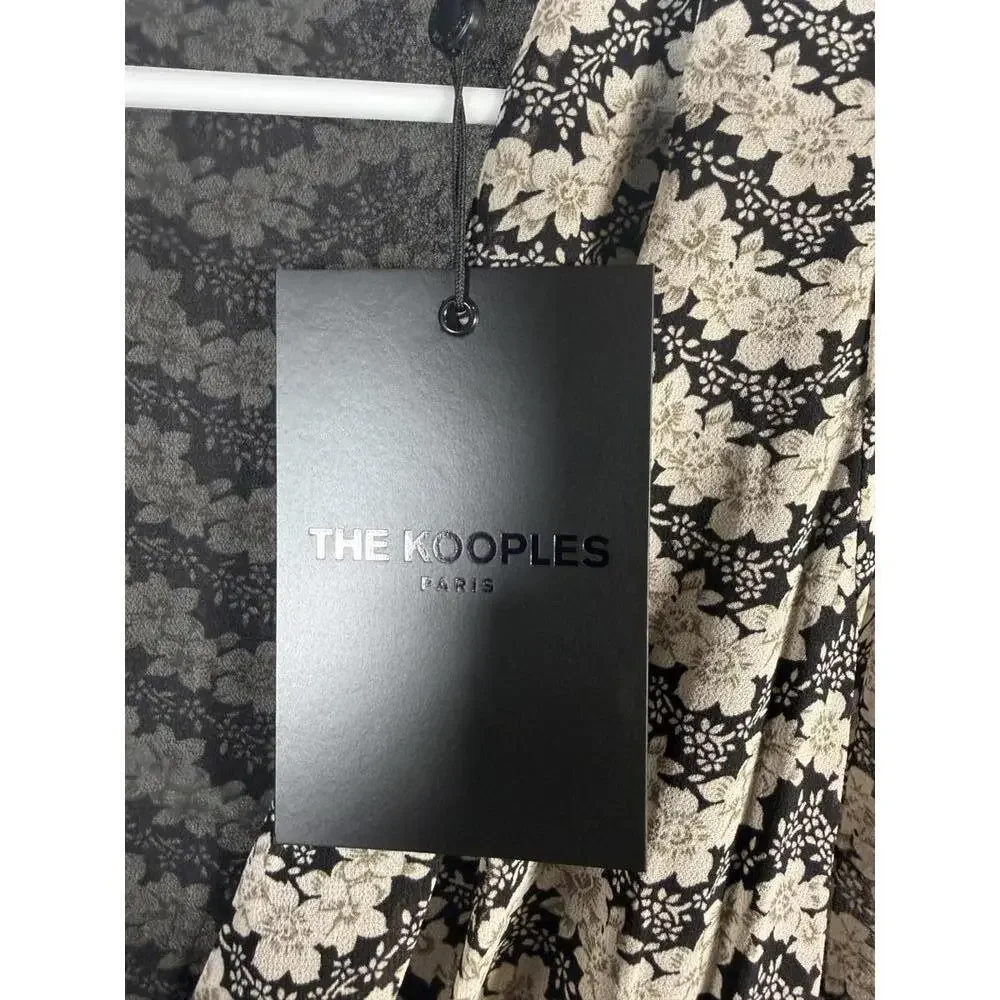 NWT The Kooples Jasmine Print Silk Wrap Dress Black Beige Floral Size 1 US XS-S - Picture 7 of 8
